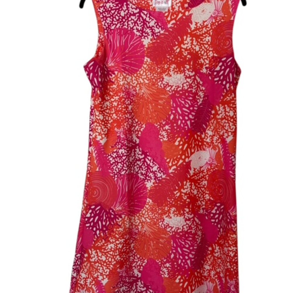 Top it off women's colorful coral print sheath dress size S - Picture 5 of 5
